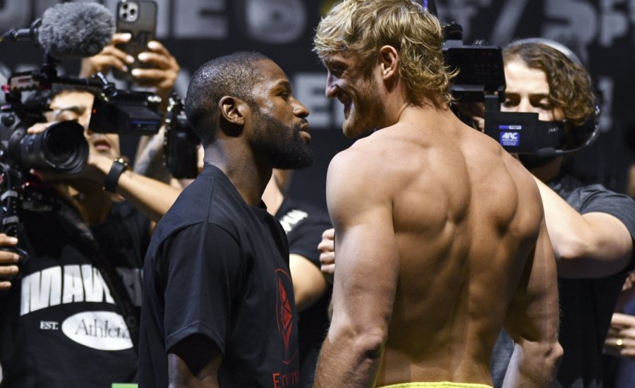 Floyd Mayweather 70.3kg, Logan Paul 86kg
